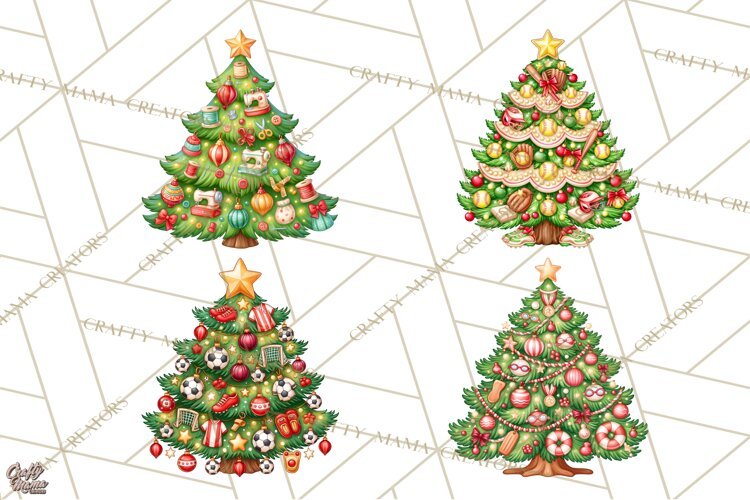 Sports & Occupations Christmas Trees Clipart example image 1
