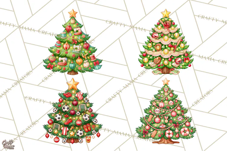 Sports & Occupations Christmas Trees Clipart
