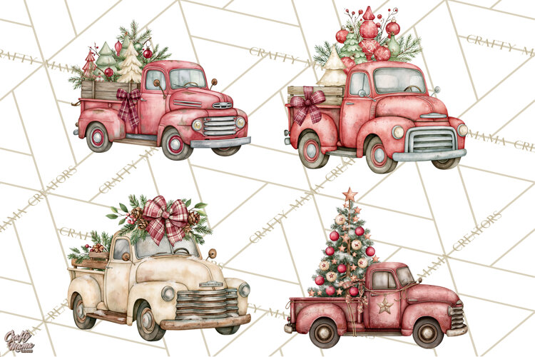 Vintage Truck Christmas PNG example image 1