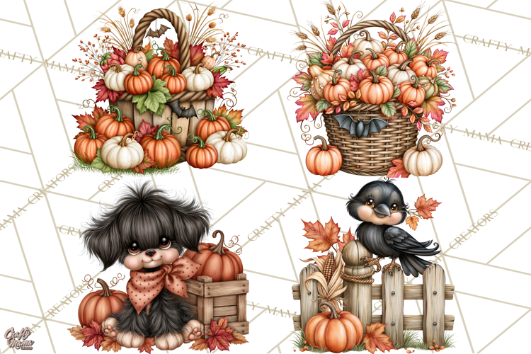 Halloween Farmhouse Clipart, Rustic Farm Halloween PNG