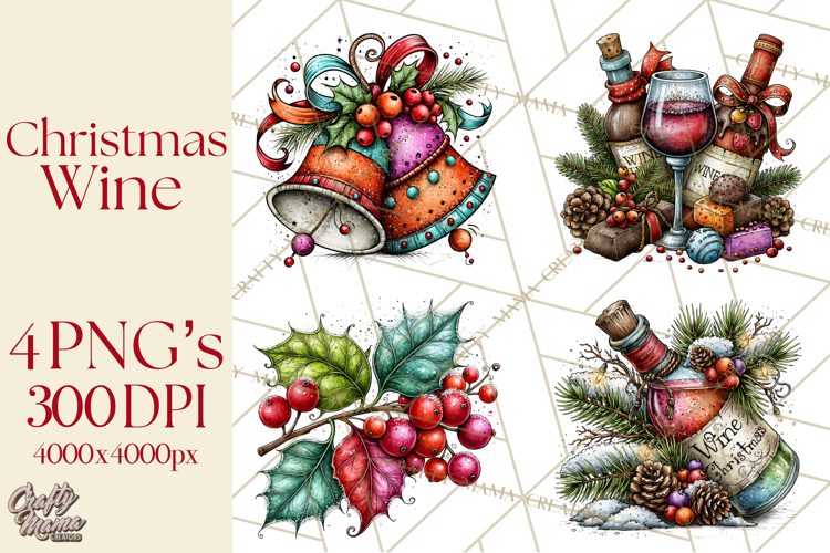 Christmas Wine Night Clipart PNG, Alcohol Christmas Png