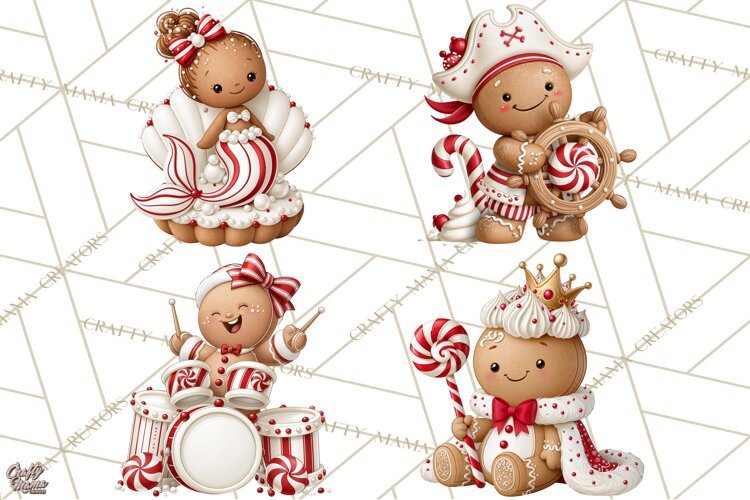 Christmas Gingerbread Clipart PNG, Cute Christmas Characters example image 1