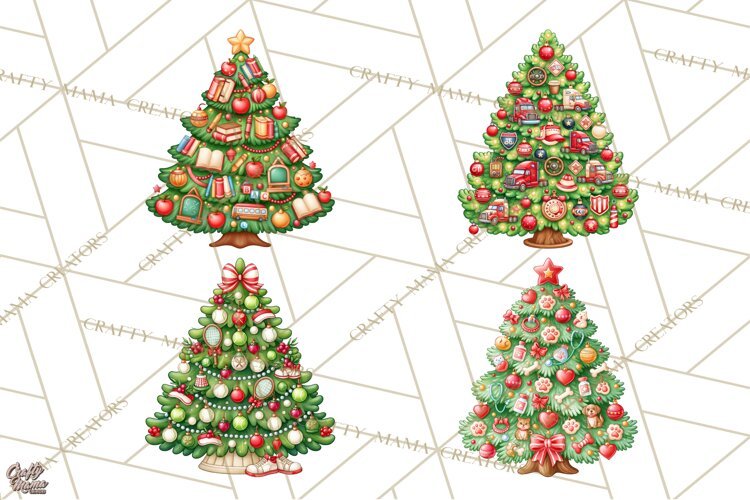 Sports & Occupations Christmas Trees Clipart example image 1