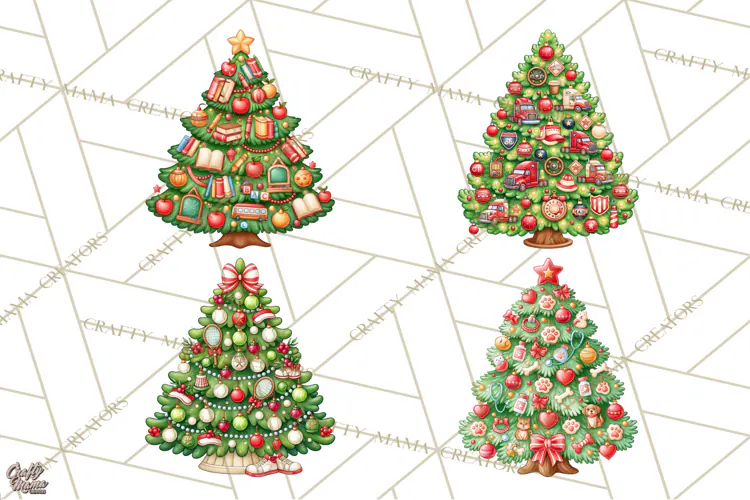 Sports & Occupations Christmas Trees Clipart