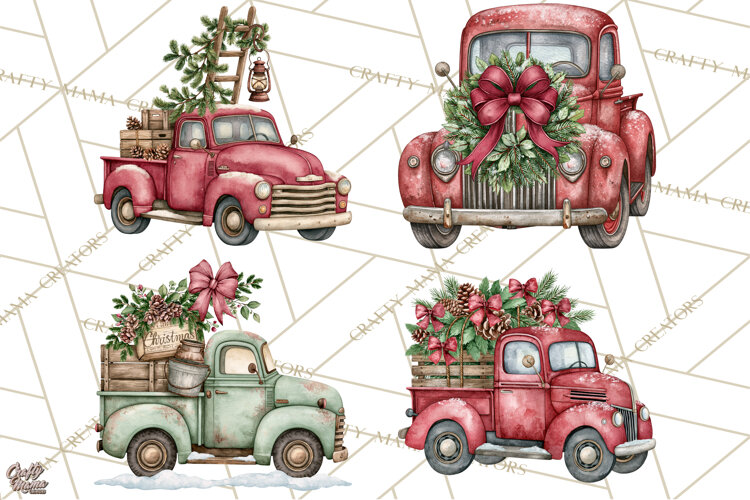Vintage Truck Christmas PNG example image 1