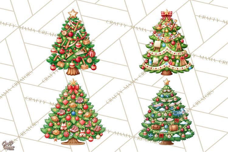 Sports & Occupations Christmas Trees Clipart example image 1