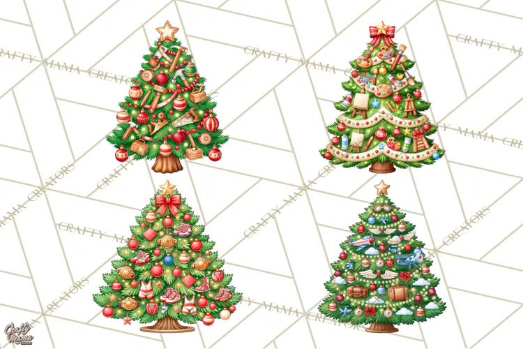 Sports & Occupations Christmas Trees Clipart