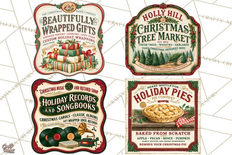 Vintage Christmas Signs PG, Rustic Farmhouse Holiday Sign example image 1