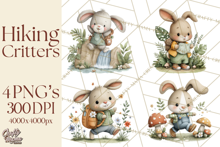 Cute Hiking Woodland Animals Adventure Clipart PNG