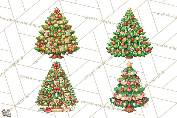 Sports & Occupations Christmas Trees Clipart example image 1