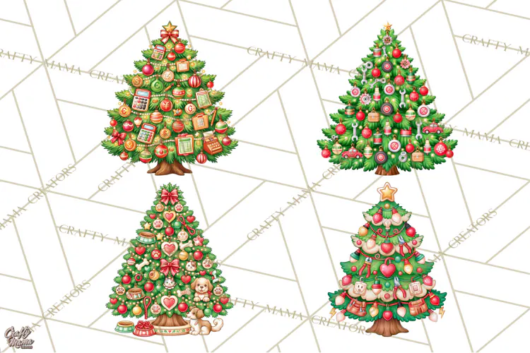 Sports & Occupations Christmas Trees Clipart