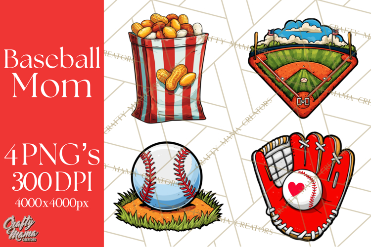 Baseball Mom Clipart PNG with Baseball Gear, Baseball Mama