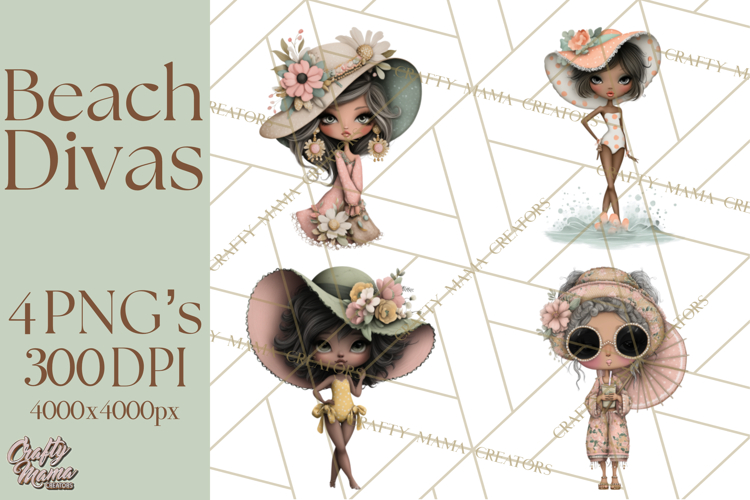 Beach Diva Summer Girls PNG Beach Glam Clipart