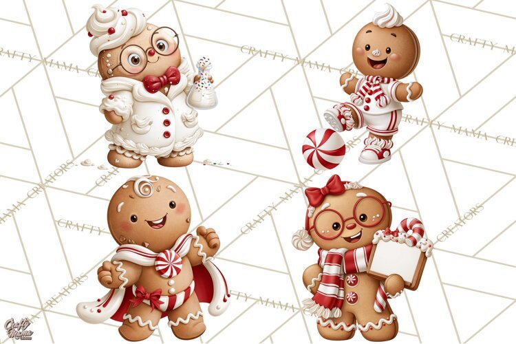 Christmas Gingerbread Clipart PNG, Cute Christmas Characters example image 1
