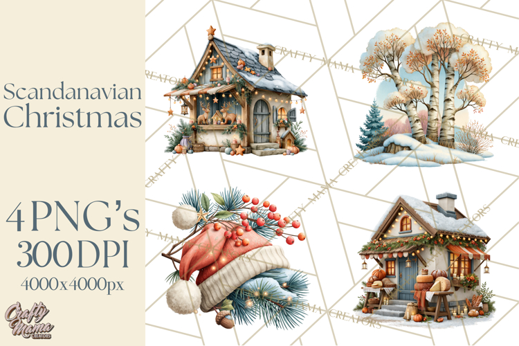 Scandinavian Christmas Market Clipart PNG Illustrations