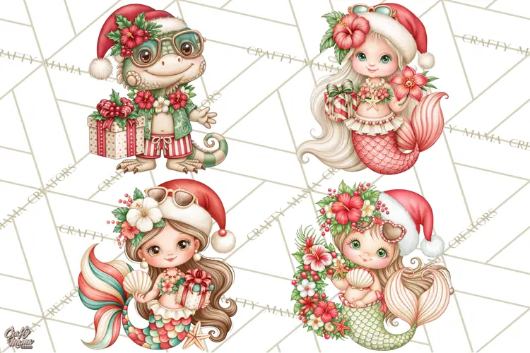 Christmas Characters PNG, Tropical Christmas Clipart