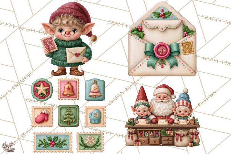 Christmas Mailroom Clipart, North Pole Santa Mail PNG example image 1
