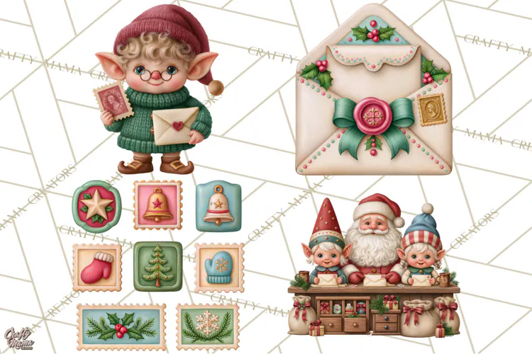 Christmas Mailroom Clipart, North Pole Santa Mail PNG