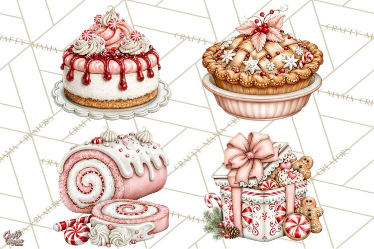 Peppermint Christmas Bakery Clipart PNG, Candy Cane Sweets example image 1