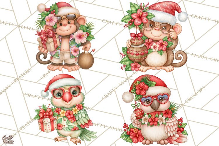 Christmas Characters PNG, Tropical Christmas Clipart example image 1