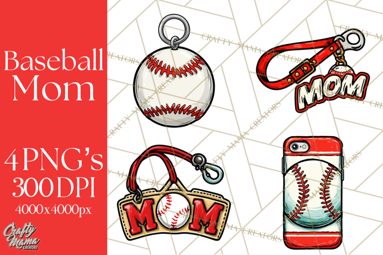 Baseball Mom Clipart PNG with Baseball Gear, Baseball Mama