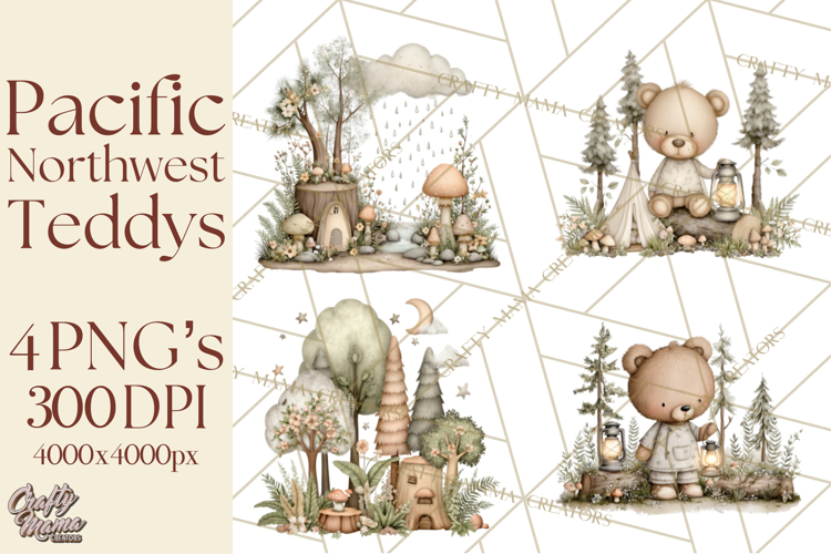 Pacific Northwest Teddy Bear Woodland Clipart