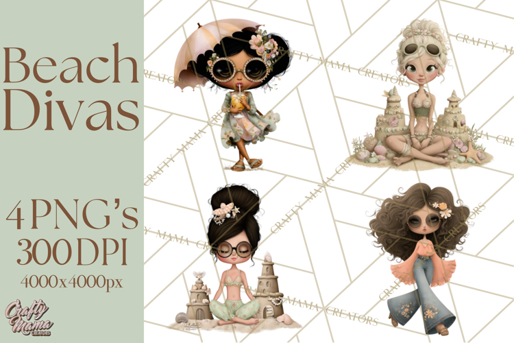 Beach Diva Summer Girls PNG Beach Glam Clipart