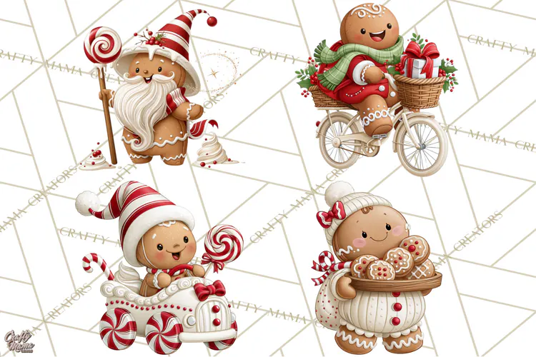 Christmas Gingerbread Clipart PNG, Cute Christmas Characters