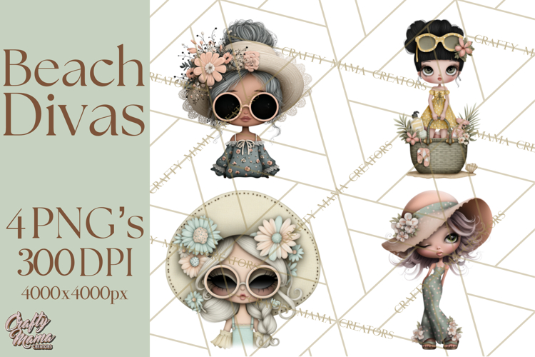 Beach Diva Summer Girls PNG Beach Glam Clipart