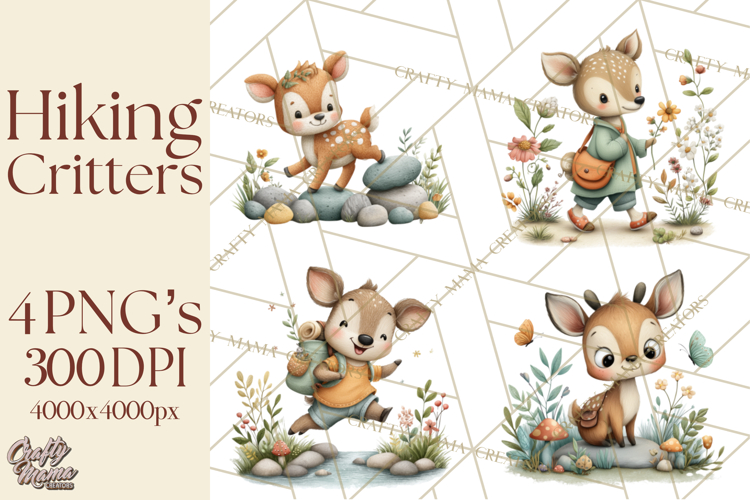 Cute Hiking Woodland Animals Adventure Clipart PNG