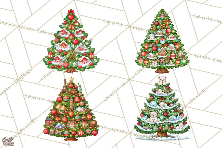 Christmas Tree World Travel Clipart PNG