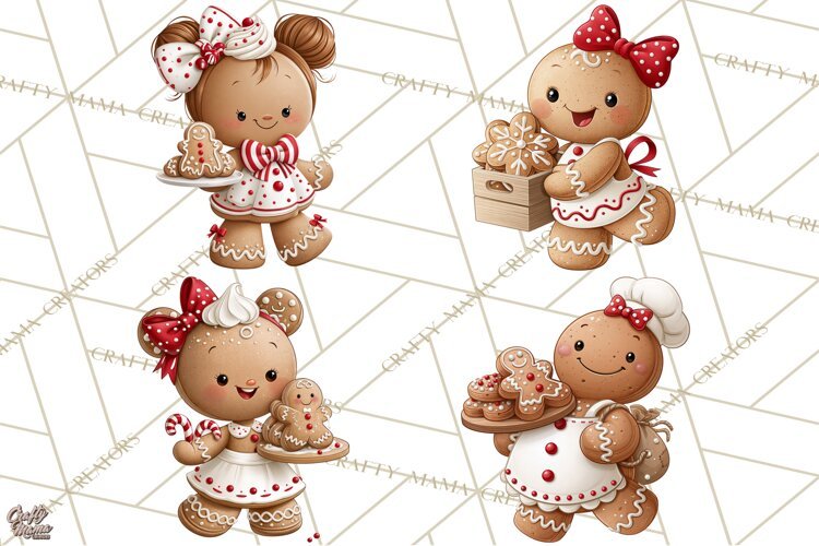 Christmas Gingerbread Clipart PNG, Cute Christmas Characters example image 1