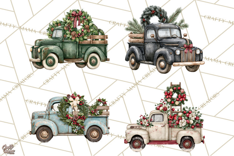 Vintage Truck Christmas PNG example image 1