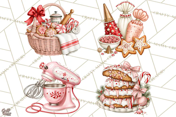 Peppermint Christmas Bakery Clipart PNG, Candy Cane Sweets