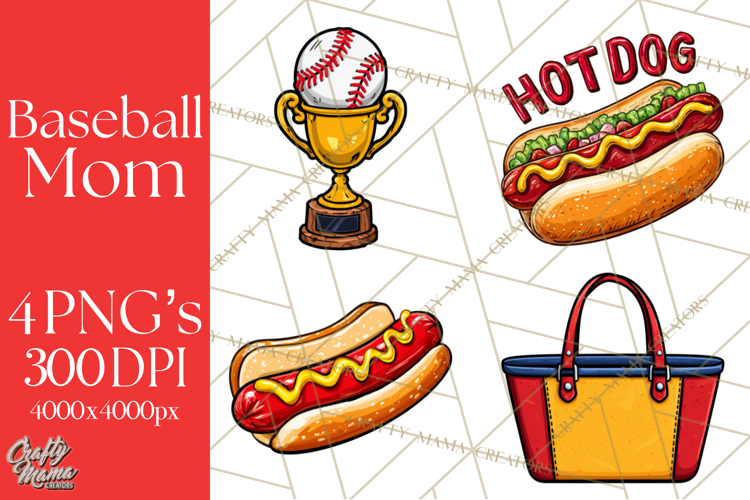 Baseball Mom Clipart PNG with Baseball Gear, Baseball Mama
