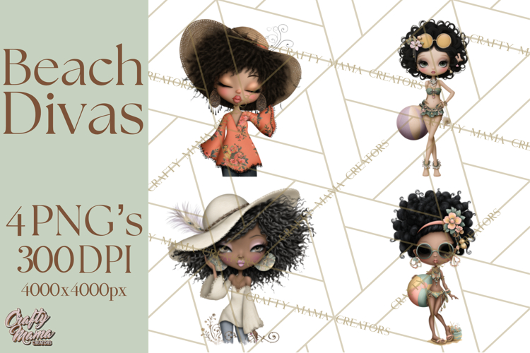 Beach Diva Summer Girls PNG Beach Glam Clipart