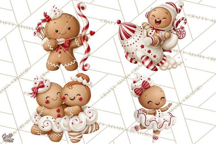 Christmas Gingerbread Clipart PNG, Cute Christmas Characters example image 1