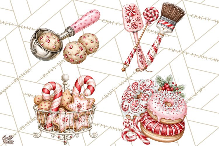 Peppermint Christmas Bakery Clipart PNG, Candy Cane Sweets example image 1