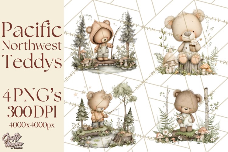 Pacific Northwest Teddy Bear Woodland Clipart