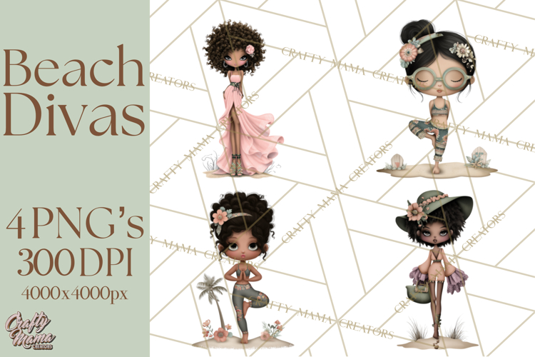 Beach Diva Summer Girls PNG Beach Glam Clipart