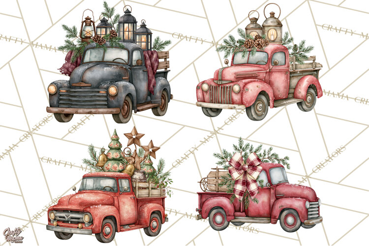 Vintage Truck Christmas PNG example image 1
