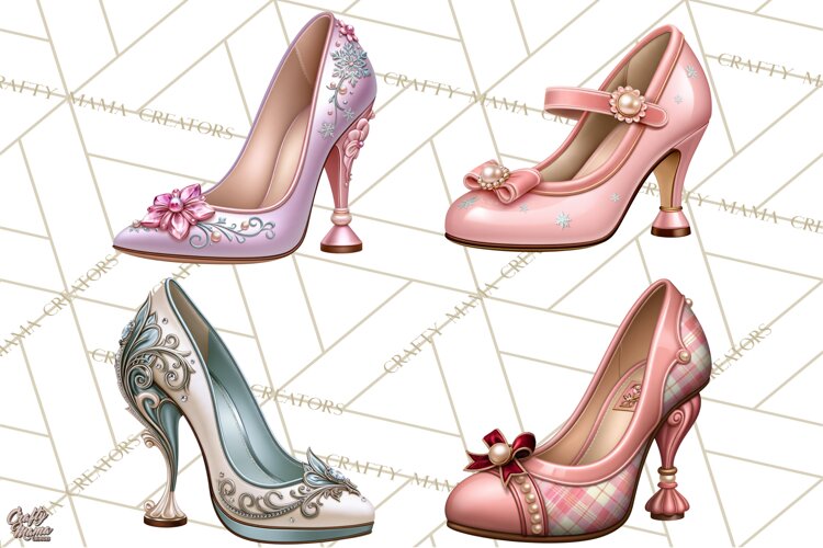 Christmas High Heel Clipart PNG, Whimsical Holiday Shoes example image 1