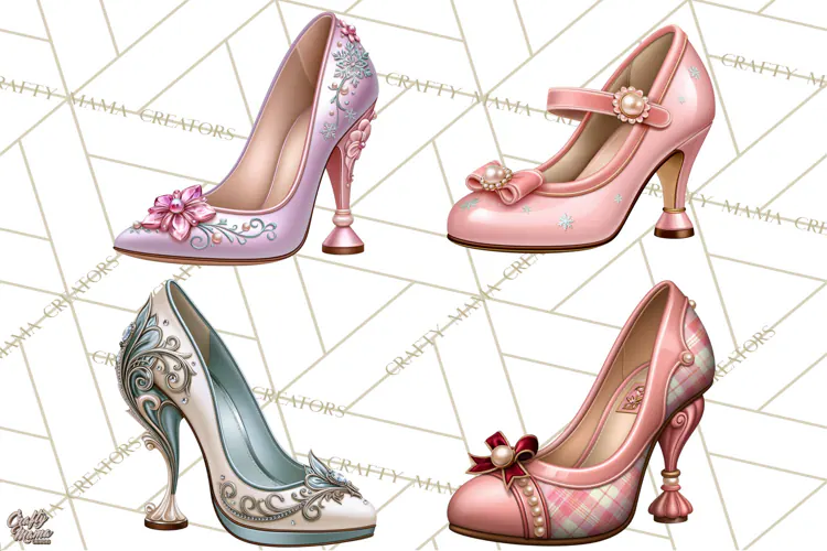 Christmas High Heel Clipart PNG, Whimsical Holiday Shoes