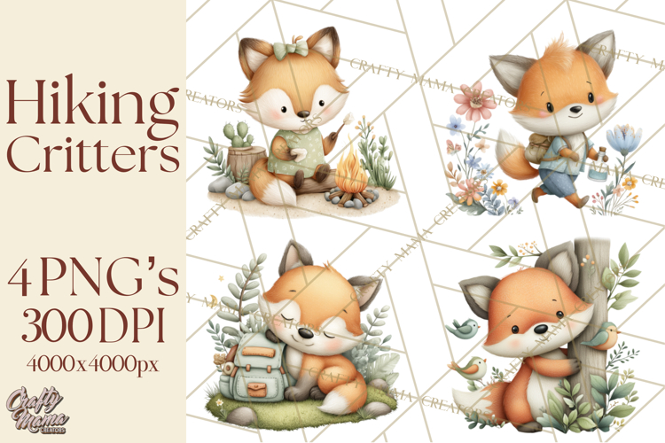 Cute Hiking Woodland Animals Adventure Clipart PNG