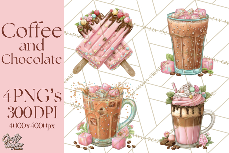 Coffee and Chocolate Clipart PNG Cafe Drinks Dessert Art