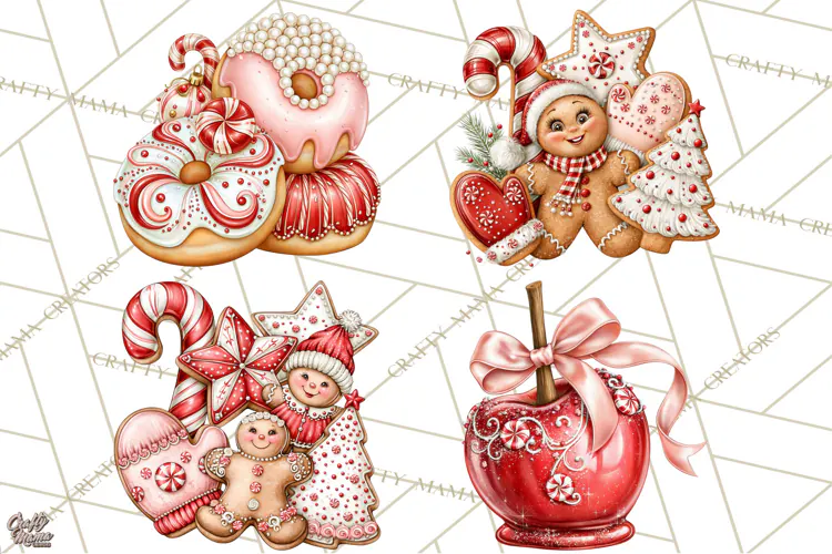 Peppermint Christmas Bakery Clipart PNG, Candy Cane Sweets