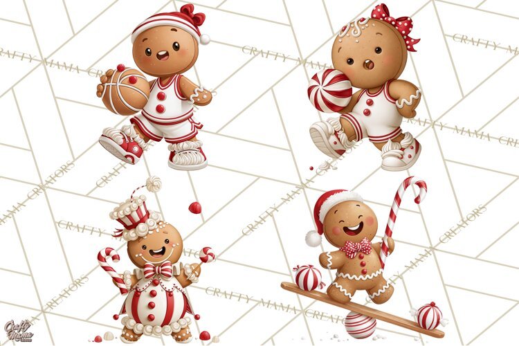 Christmas Gingerbread Clipart PNG, Cute Christmas Characters example image 1