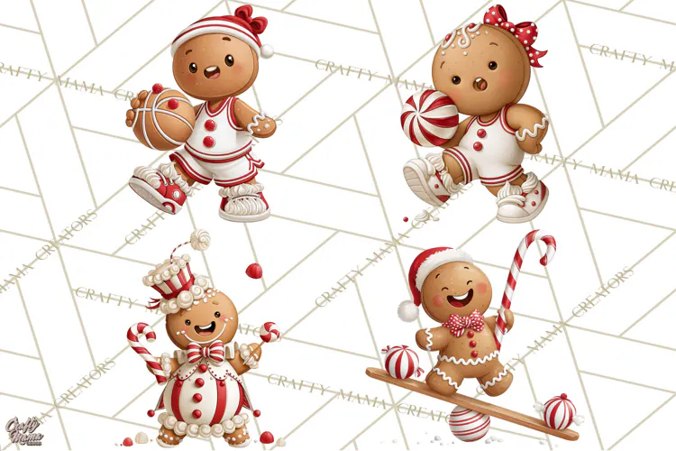 Christmas Gingerbread Clipart PNG, Cute Christmas Characters
