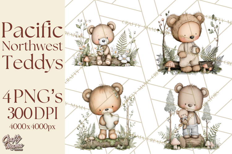 Pacific Northwest Teddy Bear Woodland Clipart