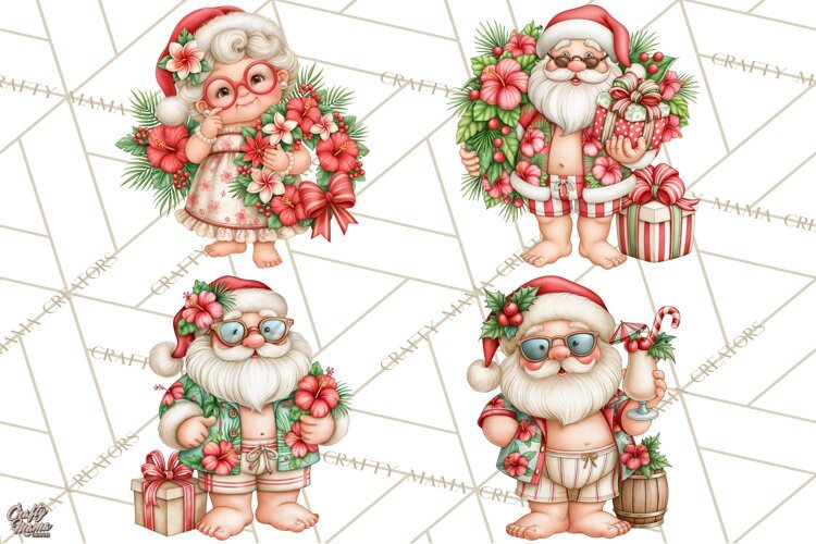 Christmas Characters PNG, Tropical Christmas Clipart example image 1